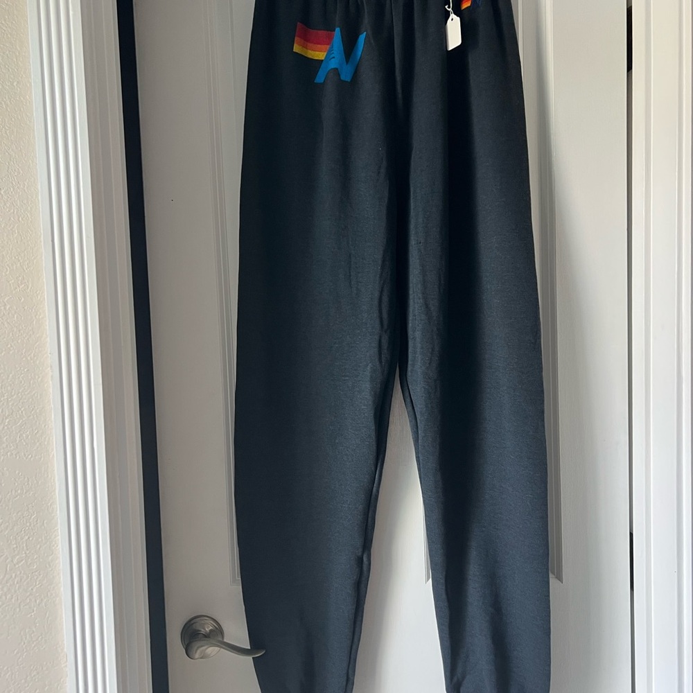 Aviator Nation Logo Sweatpants-Charcoal size M